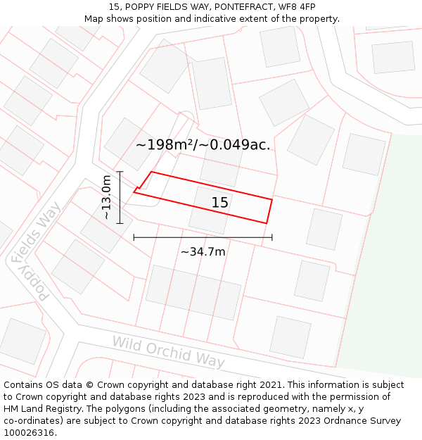 15, POPPY FIELDS WAY, PONTEFRACT, WF8 4FP: Plot and title map