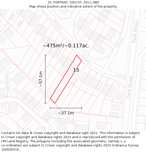 15, PORTWAY, DIDCOT, OX11 0BD: Plot and title map