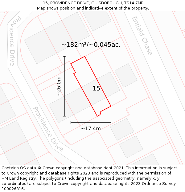 15, PROVIDENCE DRIVE, GUISBOROUGH, TS14 7NP: Plot and title map