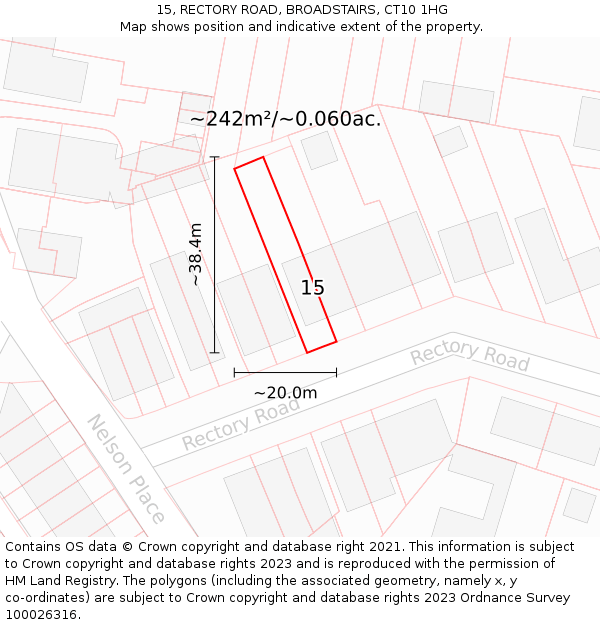 15, RECTORY ROAD, BROADSTAIRS, CT10 1HG: Plot and title map