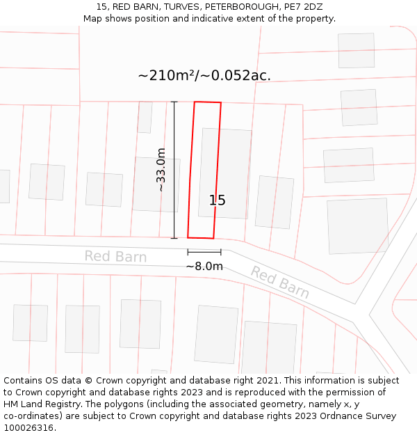 15, RED BARN, TURVES, PETERBOROUGH, PE7 2DZ: Plot and title map