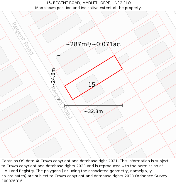 15, REGENT ROAD, MABLETHORPE, LN12 1LQ: Plot and title map