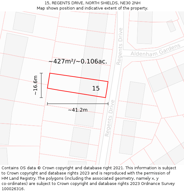 15, REGENTS DRIVE, NORTH SHIELDS, NE30 2NH: Plot and title map