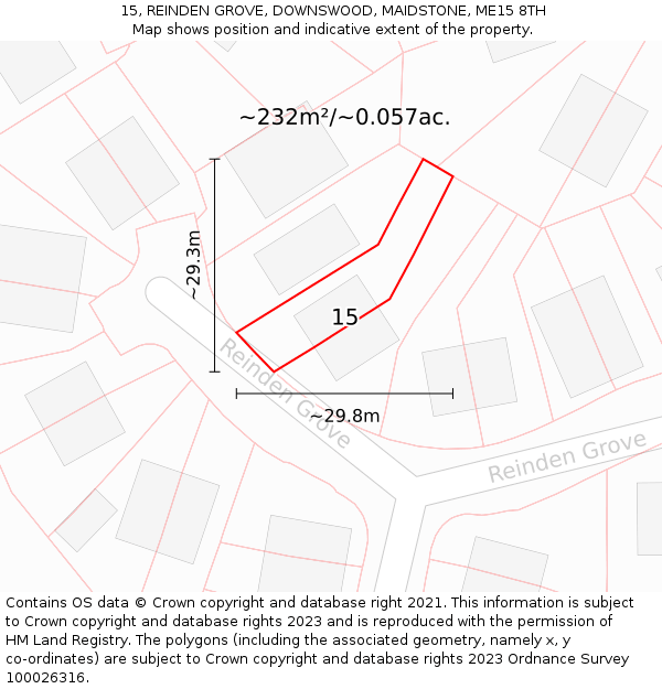 15, REINDEN GROVE, DOWNSWOOD, MAIDSTONE, ME15 8TH: Plot and title map