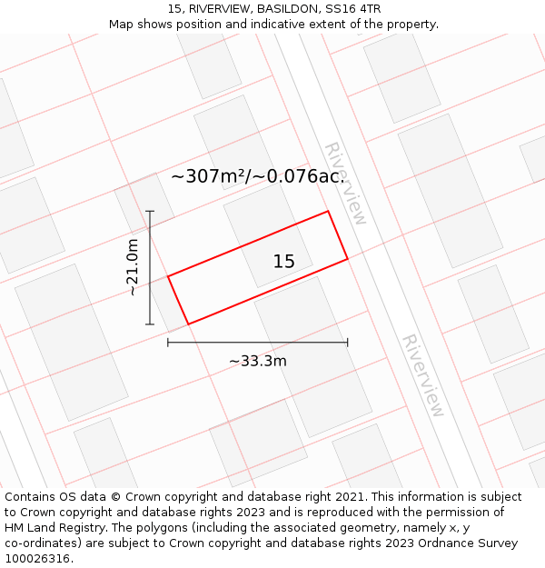15, RIVERVIEW, BASILDON, SS16 4TR: Plot and title map