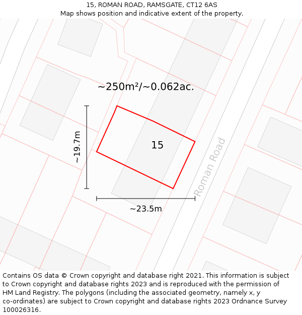 15, ROMAN ROAD, RAMSGATE, CT12 6AS: Plot and title map