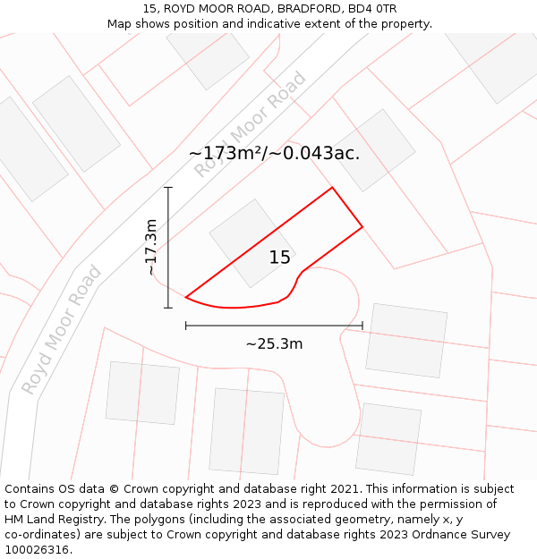 15, ROYD MOOR ROAD, BRADFORD, BD4 0TR: Plot and title map