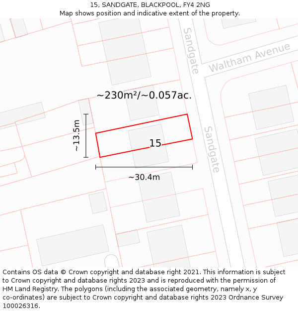 15, SANDGATE, BLACKPOOL, FY4 2NG: Plot and title map