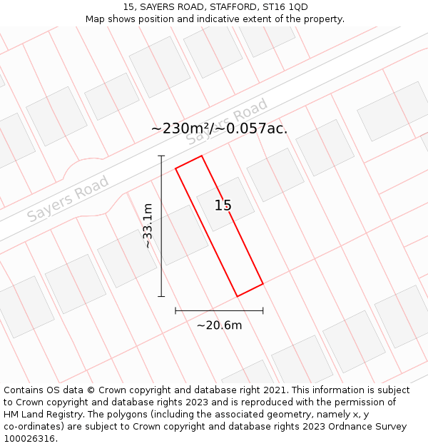 15, SAYERS ROAD, STAFFORD, ST16 1QD: Plot and title map