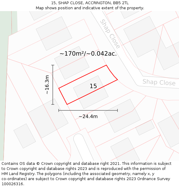 15, SHAP CLOSE, ACCRINGTON, BB5 2TL: Plot and title map