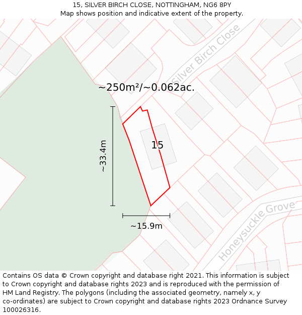 15, SILVER BIRCH CLOSE, NOTTINGHAM, NG6 8PY: Plot and title map