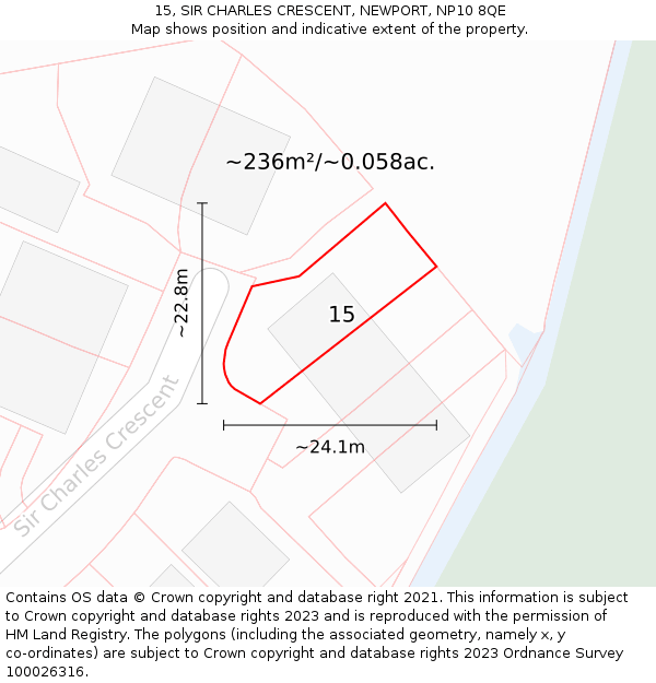 15, SIR CHARLES CRESCENT, NEWPORT, NP10 8QE: Plot and title map