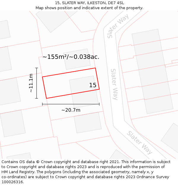 15, SLATER WAY, ILKESTON, DE7 4SL: Plot and title map
