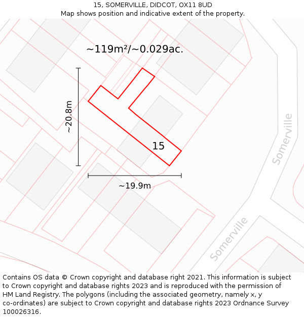 15, SOMERVILLE, DIDCOT, OX11 8UD: Plot and title map