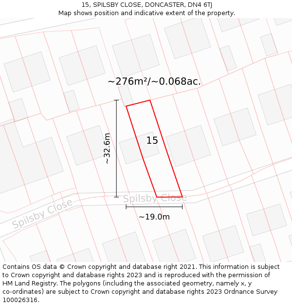 15, SPILSBY CLOSE, DONCASTER, DN4 6TJ: Plot and title map