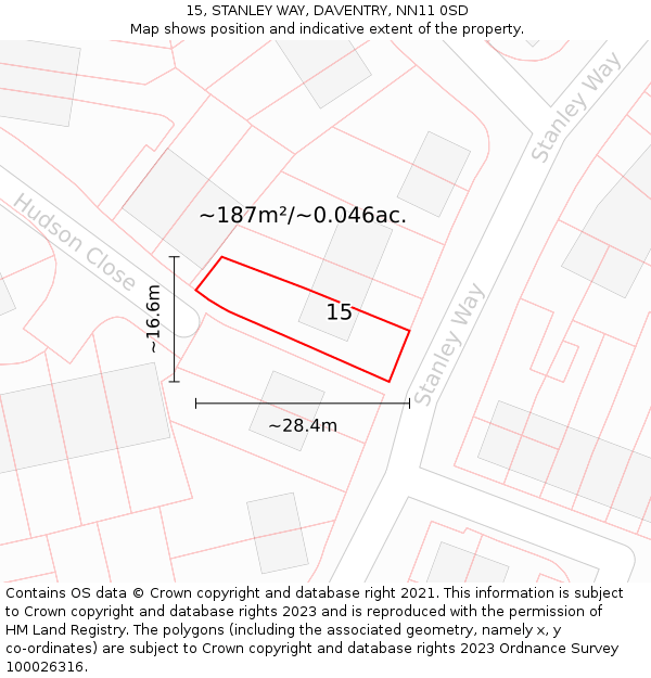 15, STANLEY WAY, DAVENTRY, NN11 0SD: Plot and title map