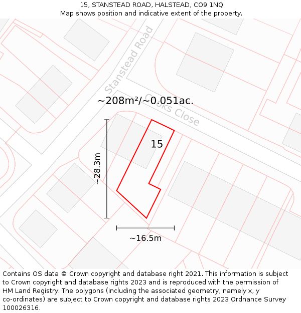 15, STANSTEAD ROAD, HALSTEAD, CO9 1NQ: Plot and title map