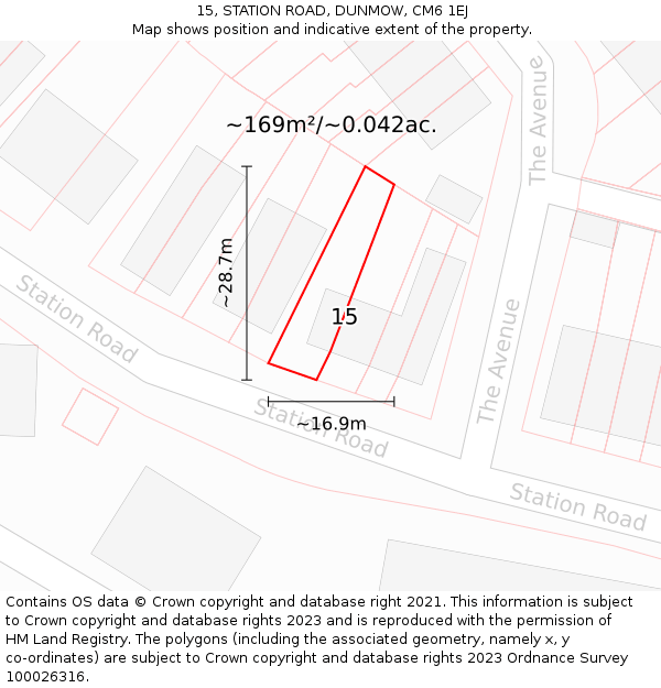 15, STATION ROAD, DUNMOW, CM6 1EJ: Plot and title map