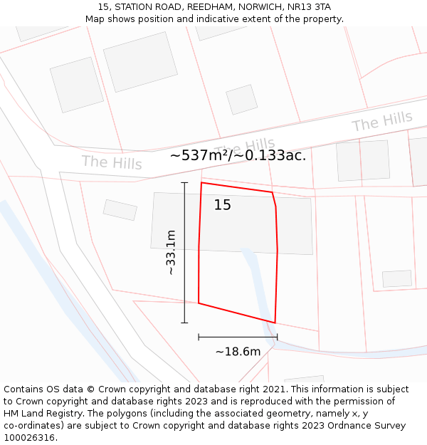 15, STATION ROAD, REEDHAM, NORWICH, NR13 3TA: Plot and title map