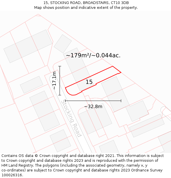 15, STOCKING ROAD, BROADSTAIRS, CT10 3DB: Plot and title map