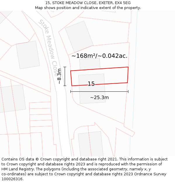 15, STOKE MEADOW CLOSE, EXETER, EX4 5EG: Plot and title map