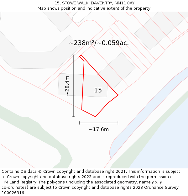 15, STOWE WALK, DAVENTRY, NN11 8AY: Plot and title map