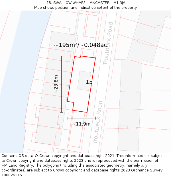 15, SWALLOW WHARF, LANCASTER, LA1 3JA: Plot and title map
