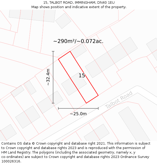 15, TALBOT ROAD, IMMINGHAM, DN40 1EU: Plot and title map