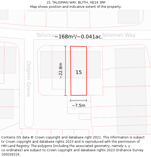 15, TALISMAN WAY, BLYTH, NE24 3RP: Plot and title map