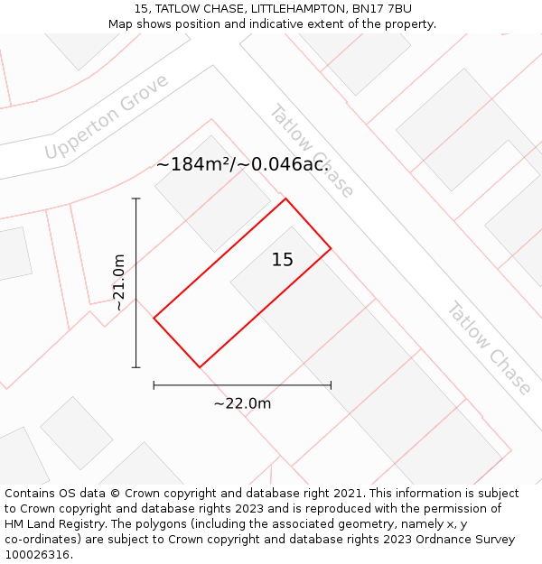 15, TATLOW CHASE, LITTLEHAMPTON, BN17 7BU: Plot and title map