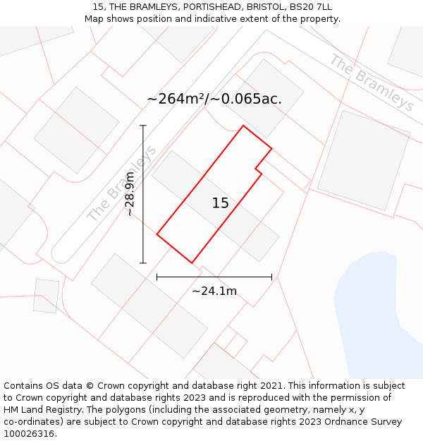 15, THE BRAMLEYS, PORTISHEAD, BRISTOL, BS20 7LL: Plot and title map