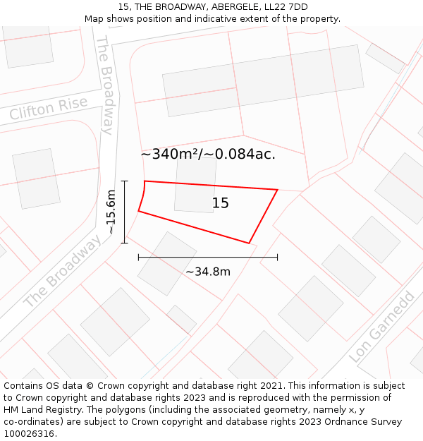 15, THE BROADWAY, ABERGELE, LL22 7DD: Plot and title map