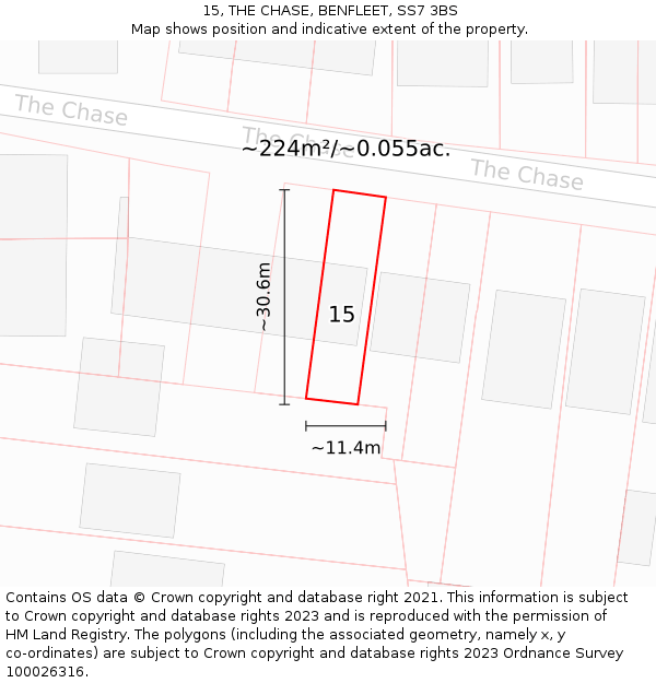 15, THE CHASE, BENFLEET, SS7 3BS: Plot and title map