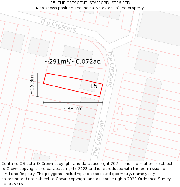 15, THE CRESCENT, STAFFORD, ST16 1ED: Plot and title map