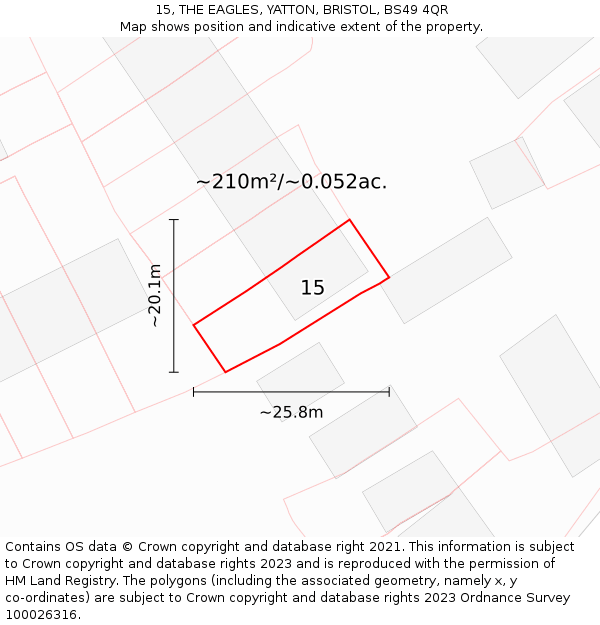 15, THE EAGLES, YATTON, BRISTOL, BS49 4QR: Plot and title map