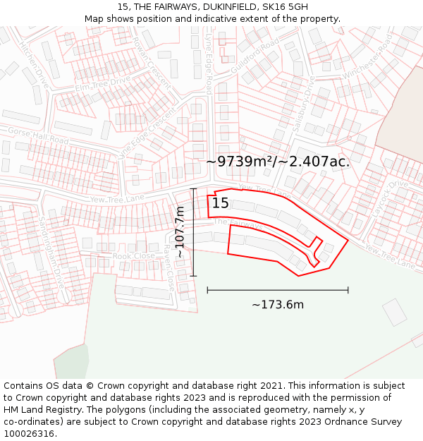 15, THE FAIRWAYS, DUKINFIELD, SK16 5GH: Plot and title map