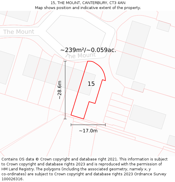 15, THE MOUNT, CANTERBURY, CT3 4AN: Plot and title map