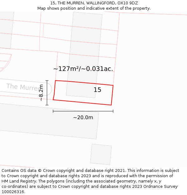 15, THE MURREN, WALLINGFORD, OX10 9DZ: Plot and title map