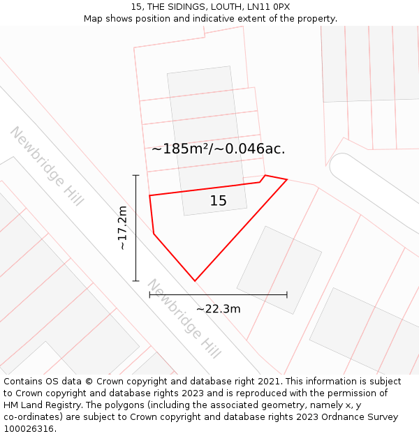 15, THE SIDINGS, LOUTH, LN11 0PX: Plot and title map