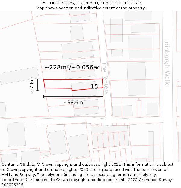 15, THE TENTERS, HOLBEACH, SPALDING, PE12 7AR: Plot and title map