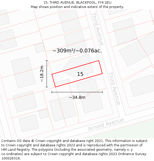 15, THIRD AVENUE, BLACKPOOL, FY4 2EU: Plot and title map
