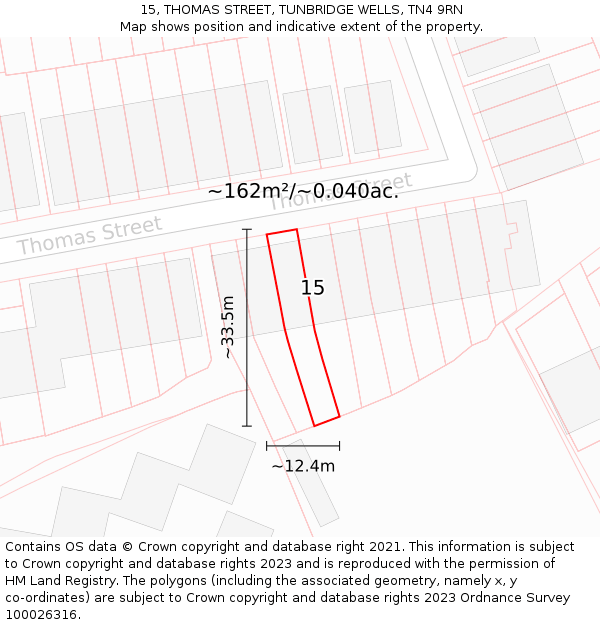 15, THOMAS STREET, TUNBRIDGE WELLS, TN4 9RN: Plot and title map