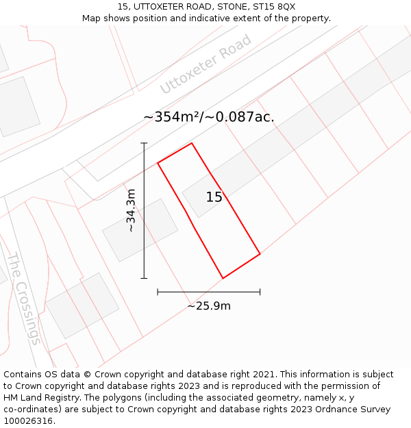 15, UTTOXETER ROAD, STONE, ST15 8QX: Plot and title map