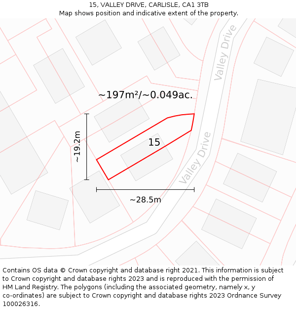 15, VALLEY DRIVE, CARLISLE, CA1 3TB: Plot and title map