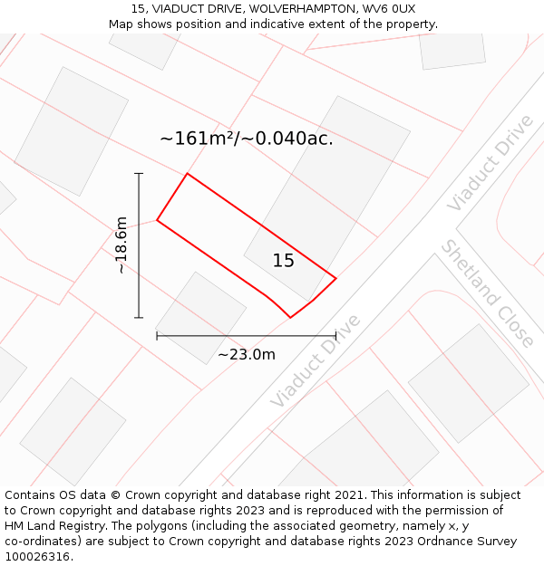15, VIADUCT DRIVE, WOLVERHAMPTON, WV6 0UX: Plot and title map