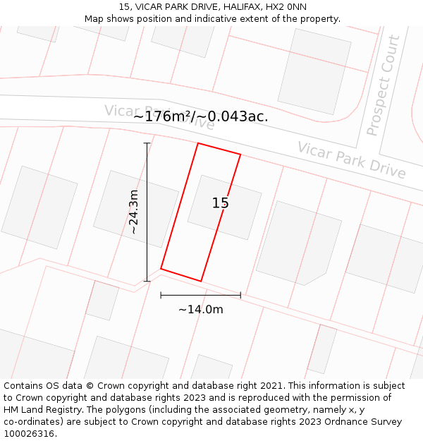 15, VICAR PARK DRIVE, HALIFAX, HX2 0NN: Plot and title map
