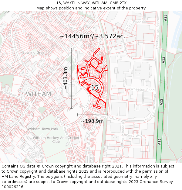 15, WAKELIN WAY, WITHAM, CM8 2TX: Plot and title map