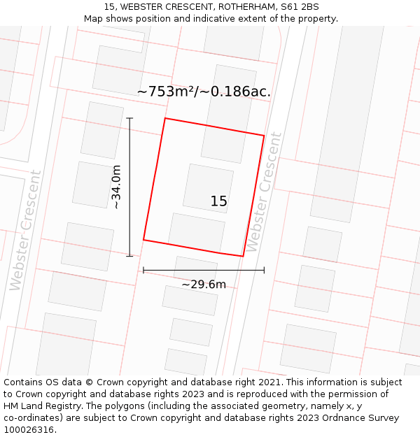 15, WEBSTER CRESCENT, ROTHERHAM, S61 2BS: Plot and title map