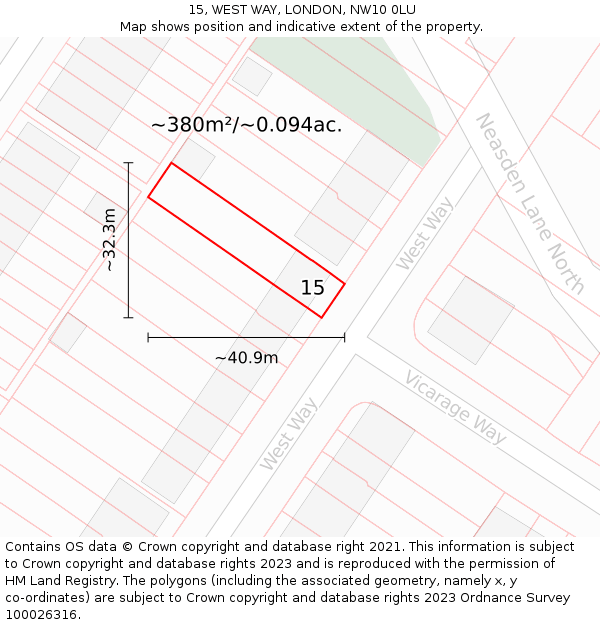 15, WEST WAY, LONDON, NW10 0LU: Plot and title map
