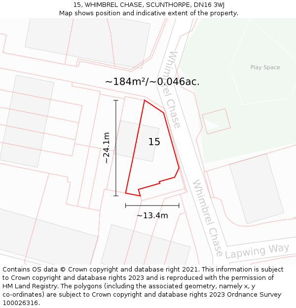 15, WHIMBREL CHASE, SCUNTHORPE, DN16 3WJ: Plot and title map